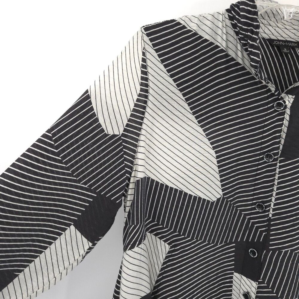 John Mark wire collar button up shirt dress Size S A-line geometric Artsy - Picture 2 of 9